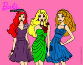 Dibujo Barbie y sus amigas vestidas de fiesta pintado por kittylove