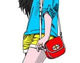 Dibujo Chica con bolso pintado por isel