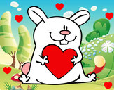 Dibujo Conejo con corazón pintado por angieLove