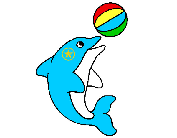 Dibujo Delfín jugando con una pelota pintado por mscm