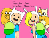 Dibujo Finn y Jake con Fionna y Cake pintado por rochu123 