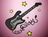 Dibujo Guitarra y estrellas pintado por -xavi-