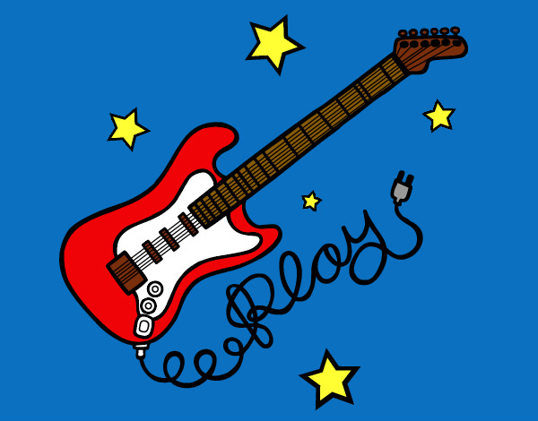 Dibujo Guitarra y estrellas pintado por azul9898