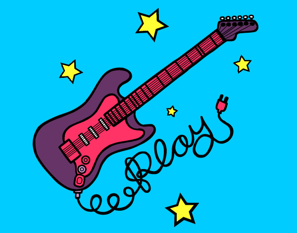 Dibujo Guitarra y estrellas pintado por dreyliz