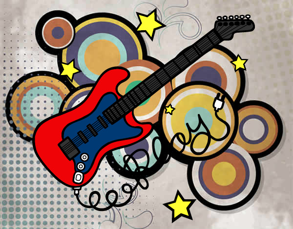 Dibujo Guitarra y estrellas pintado por gokuss3