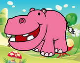 Dibujo Hipopótamo pequeño pintado por superbea