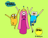 Dibujo Jake, Princesa Chicle y Finn pintado por cleo00