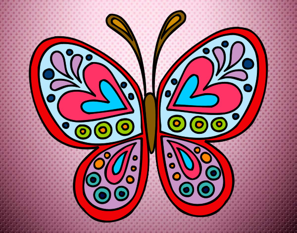 Dibujo Mandala mariposa pintado por azul9898