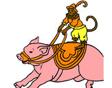 Dibujo Mono y cerdo pintado por IvanMac