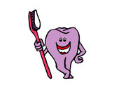 Dibujo Muela y cepillo de dientes 1 pintado por Eneritz