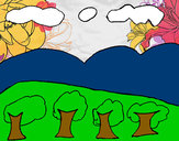 Dibujo Paisaje con montañas pintado por pato021