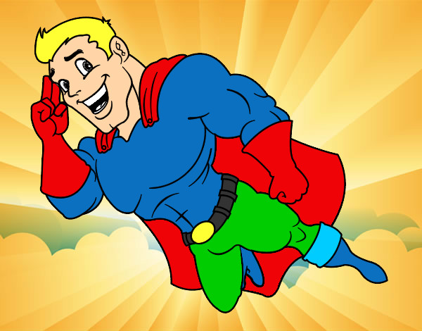 Dibujo Superhéroe volando pintado por gokuss3