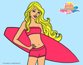 Dibujo Barbie con tabla de surf pintado por maria20
