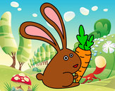 Dibujo Conejo con zanahoria pintado por perlagomez