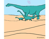 Dibujo Familia de Braquiosaurios pintado por marcbf