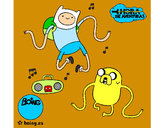 Dibujo Finn y Jake escuchando música pintado por superizan