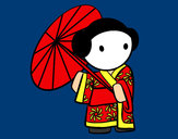 Dibujo Geisha con sombrilla pintado por amalia