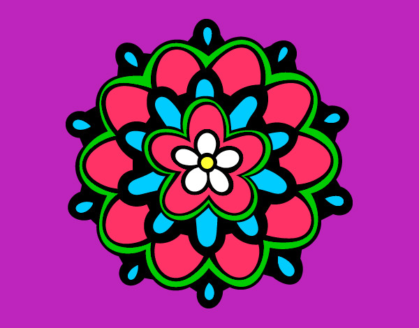 Dibujo Mándala con una flor pintado por irene01