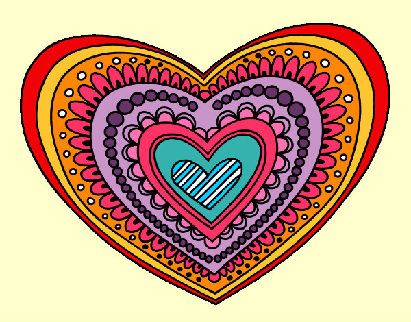 Dibujo Mandala corazón pintado por chu00
