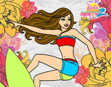Dibujo Barbie surfeando pintado por Lokiss