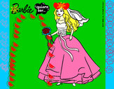 Dibujo Barbie vestida de novia pintado por lorena8