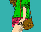 Dibujo Chica con bolso pintado por Lolita26