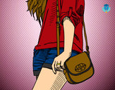 Dibujo Chica con bolso pintado por mareax