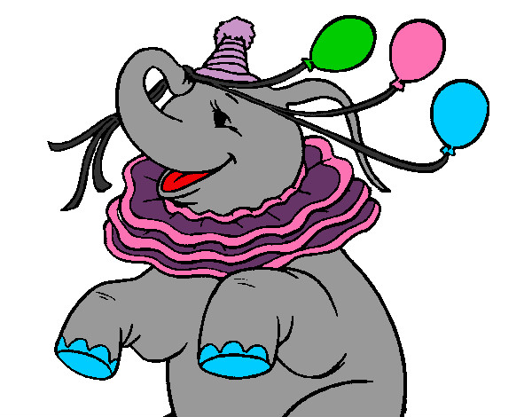 Dibujo Elefante con 3 globos pintado por Esti8