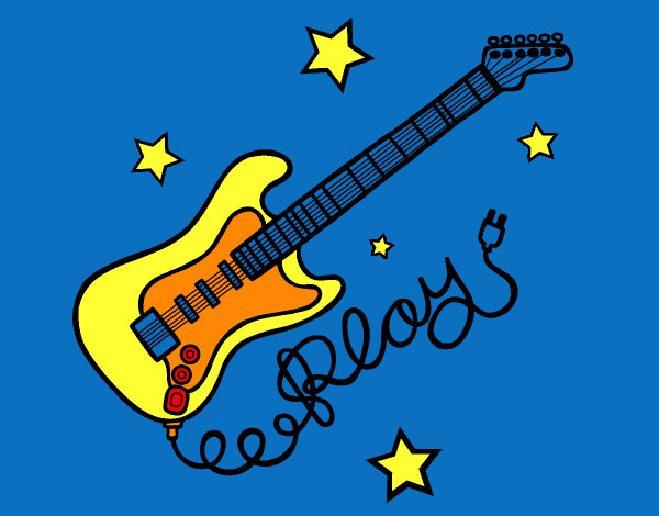 Dibujo Guitarra y estrellas pintado por frayner3