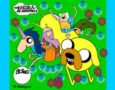Dibujo Jake, Finn, la princesa Chicle y Lady Arco Iris pintado por OlimpiaBar