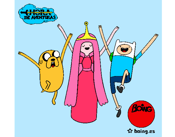 Dibujo Jake, Princesa Chicle y Finn pintado por aylen1D