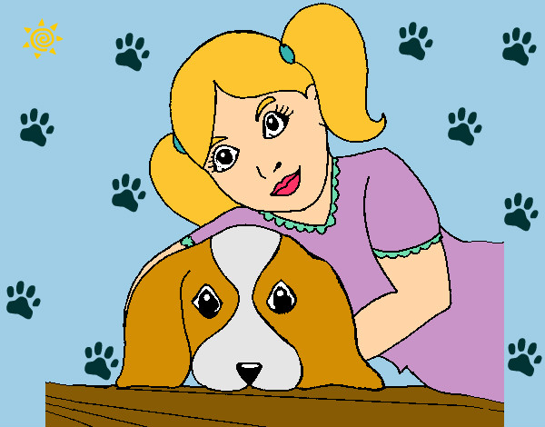 Dibujo Niña abrazando a su perro pintado por AgosSwag