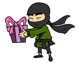 Dibujo Ninja con un regalo pintado por CARLYGUAY