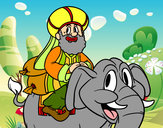 Dibujo Rey Baltasar en elefante pintado por Saul1996