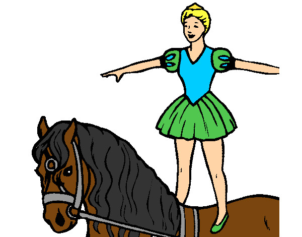 Dibujo Trapecista encima de caballo pintado por Mayraa