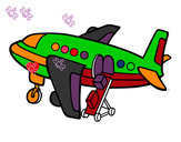 Dibujo Avión cargando equipaje pintado por yoan