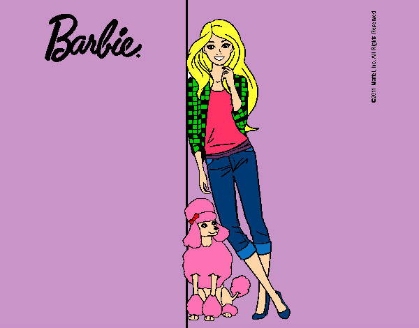 Dibujo Barbie con cazadora de cuadros pintado por kittylove