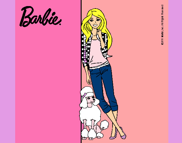 Dibujo Barbie con cazadora de cuadros pintado por yazmin2002