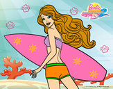 Dibujo Barbie surfera pintado por mabelit
