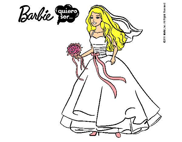 Dibujo Barbie vestida de novia pintado por emily-mia