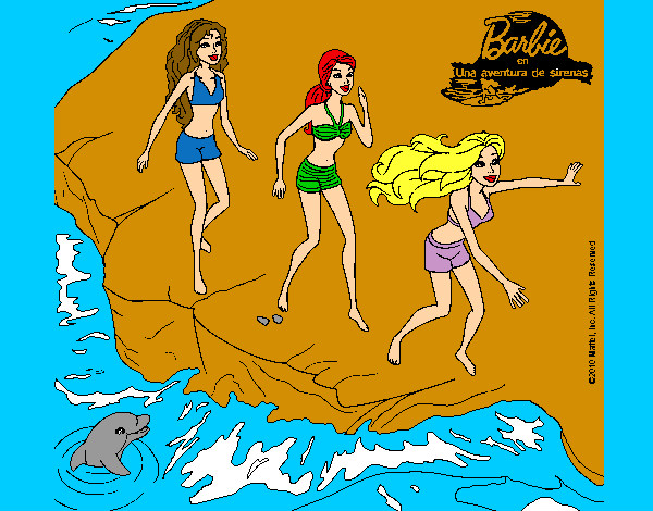 Dibujo Barbie y sus amigas en la playa pintado por kittylove