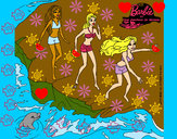 Dibujo Barbie y sus amigas en la playa pintado por nahiarandr