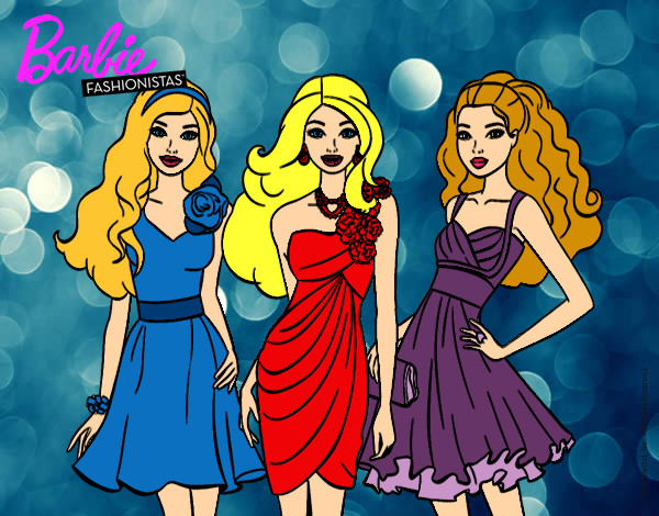 Dibujo Barbie y sus amigas vestidas de fiesta pintado por emily-mia