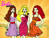 Dibujo Barbie y sus amigas vestidas de fiesta pintado por mararusher