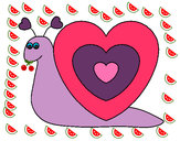 Dibujo Caracol corazón pintado por lizha