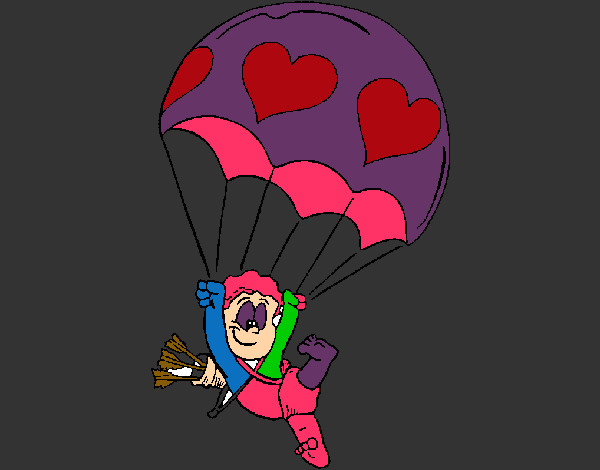 Dibujo Cupido en paracaídas pintado por patotania