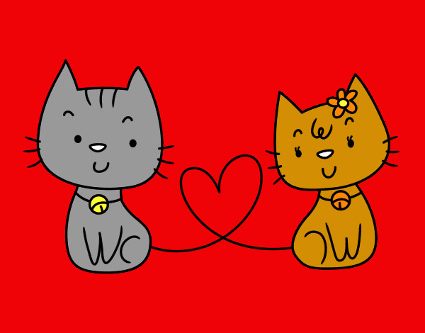 Dibujo Gatos enamorados pintado por ewelina