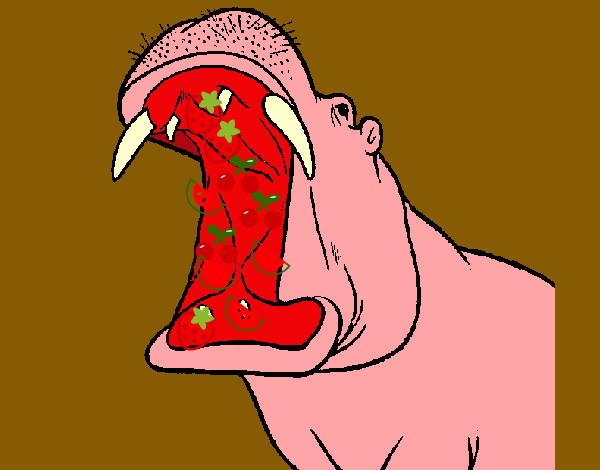 Dibujo Hipopótamo con la boca abierta pintado por samuelag