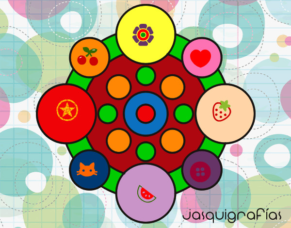 Dibujo Mandala con redondas pintado por yoan