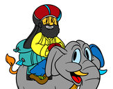 Dibujo Rey Baltasar en elefante pintado por carlitosal